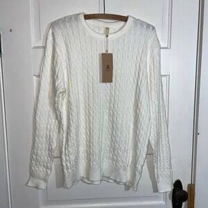 ASKDEER Just For Men‎ Medium Cream Cable Knit Sweater